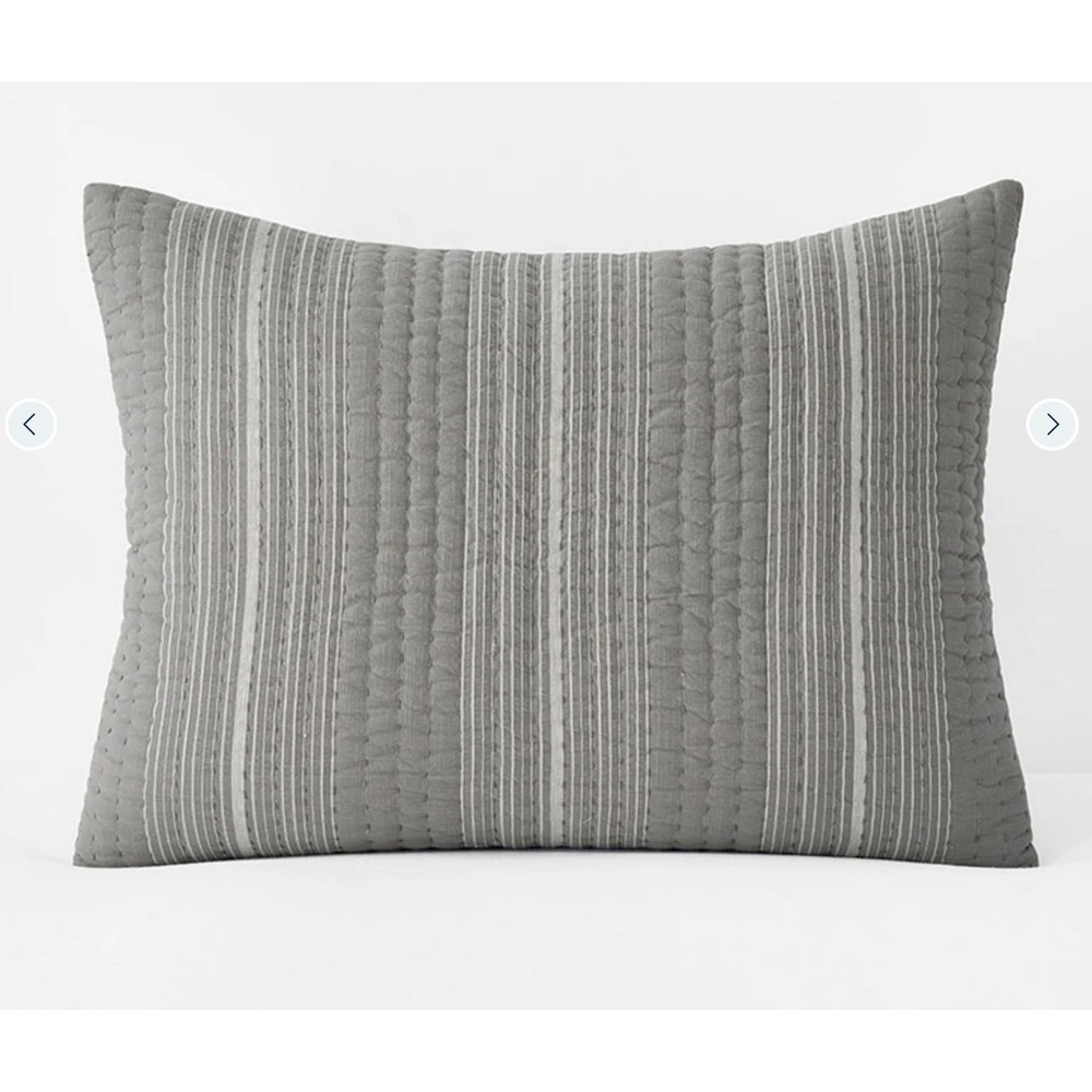 COMPANY STORE QUILTED SHAM STANDARD GRAY MIRROR STRIPE 21IN X 27IN NWT